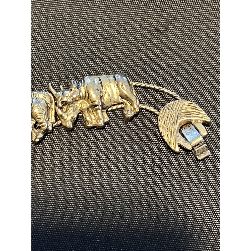 Vintage Gold-Toned Metal  Linked Tova Noah's Ark Bracelet Charm Animals 8 inch - Picture 2 of 7
